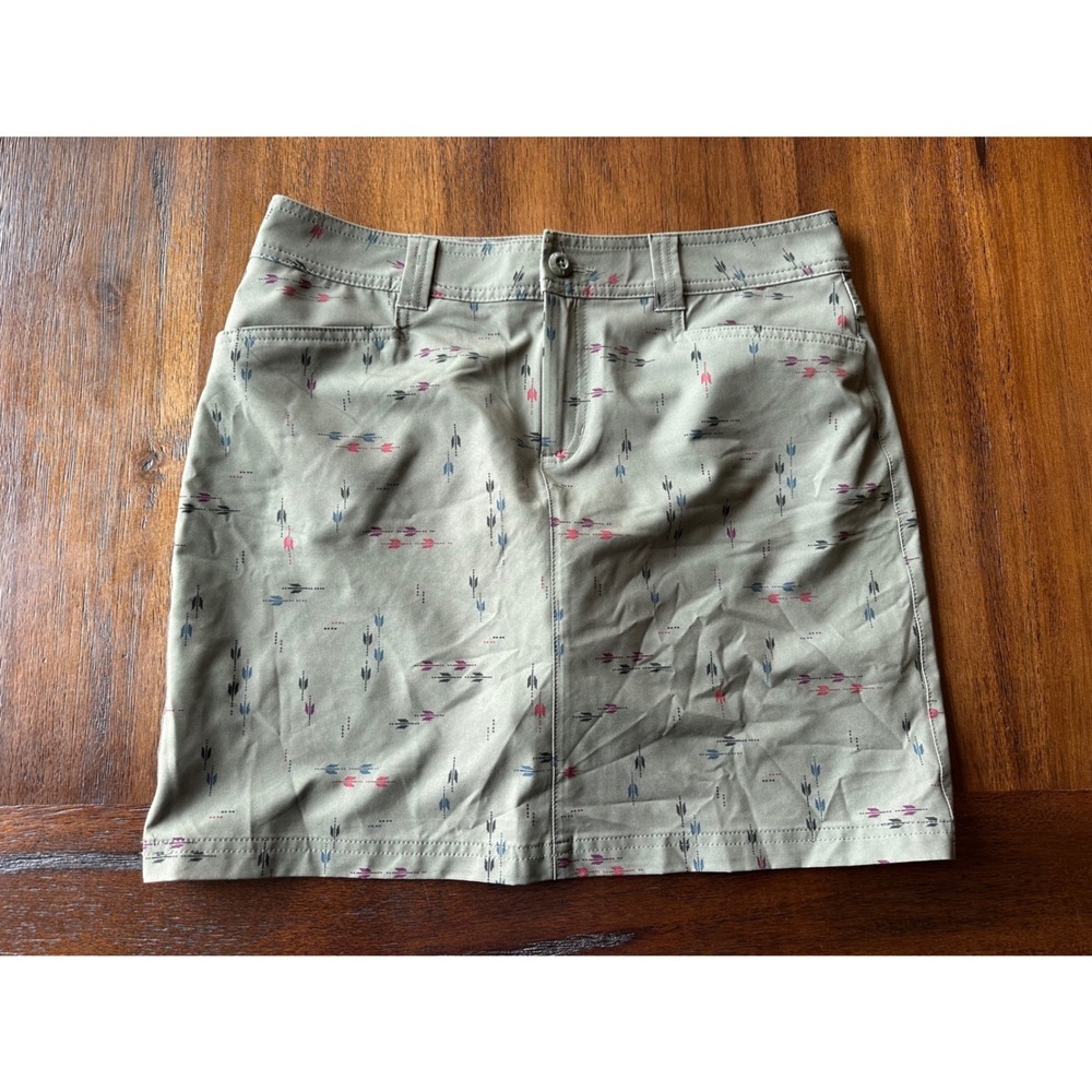 Eddie Bauer Adventurer 2.0 Skort Womens 6 Tan Arrow Print Hiking Outdoor 1376858